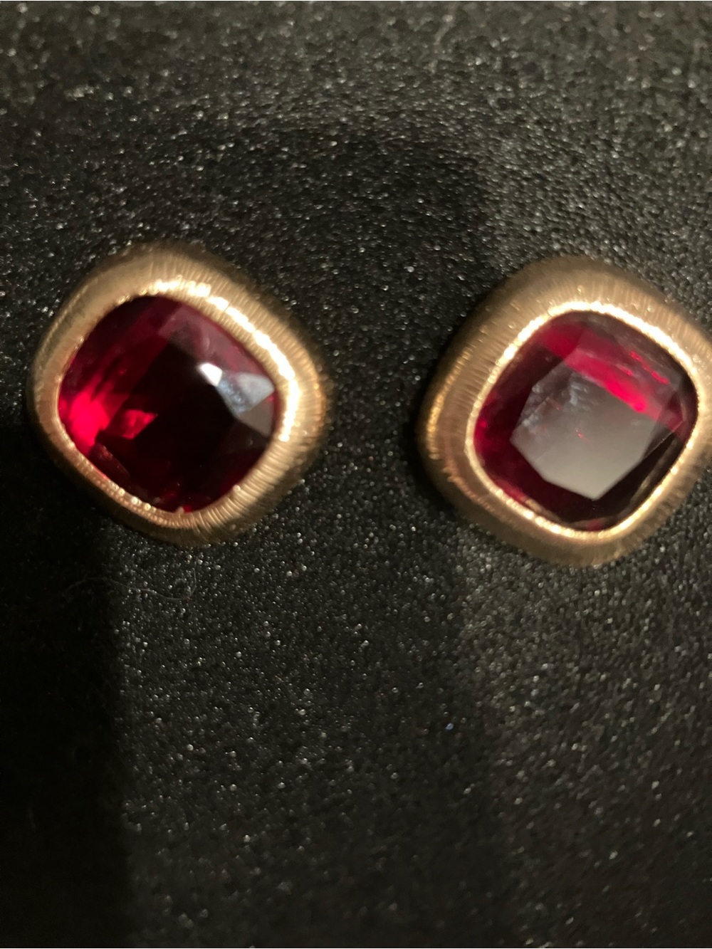 Mary Kay Women’s Costume Gold Earrings with Red Stone